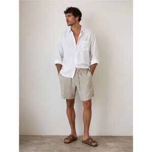 Brandini Linen Drawstring Shorts in Light Beige Casual Summer Minimalist